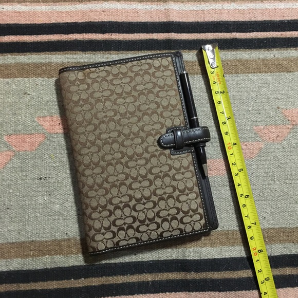 Coach Agenda & Pen Brown mini logo canvas & Brown leather trim flip journal - Picture 5 of 10